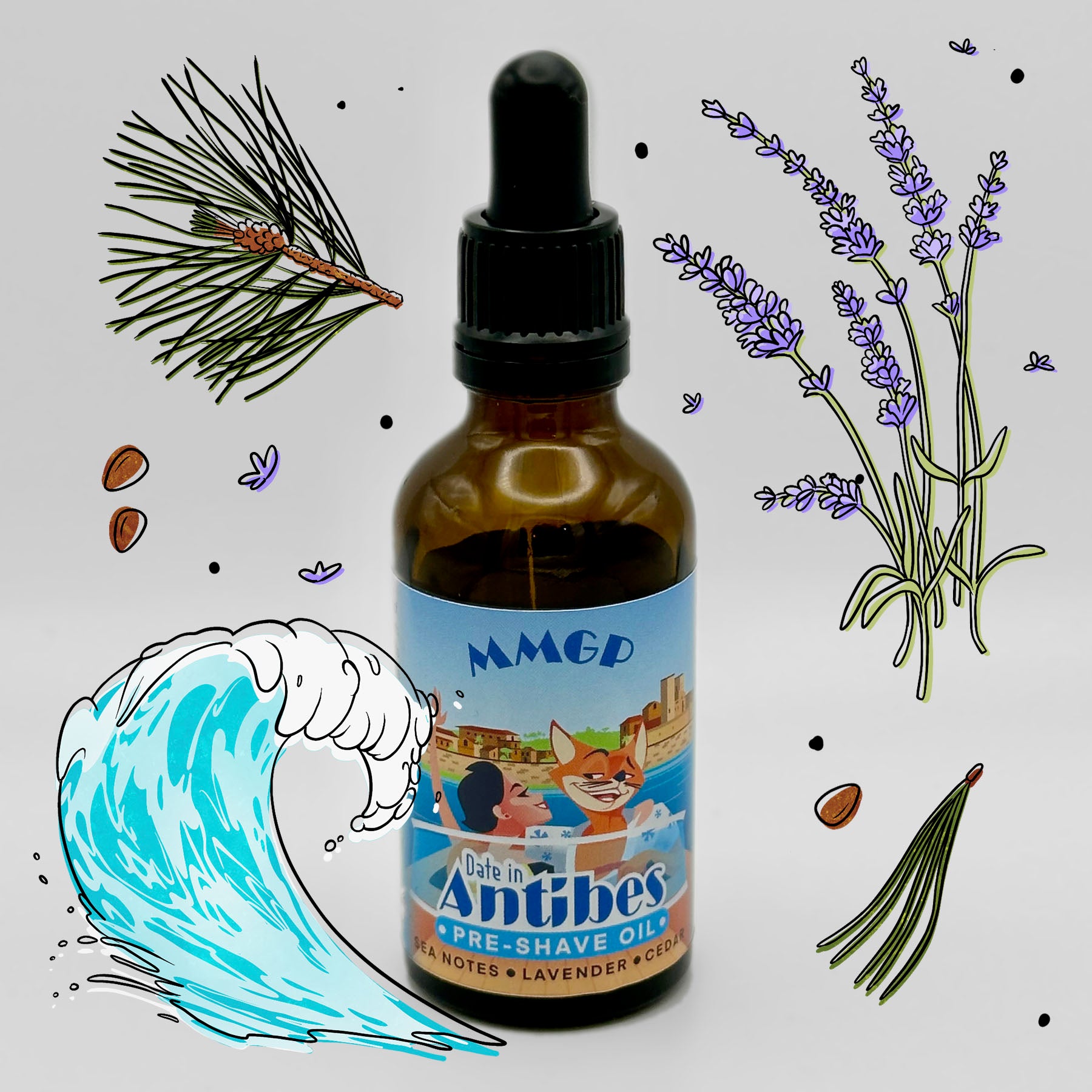 “Date in Antibes” (MMGP) artisan premium pre-shave oil (50 ml)