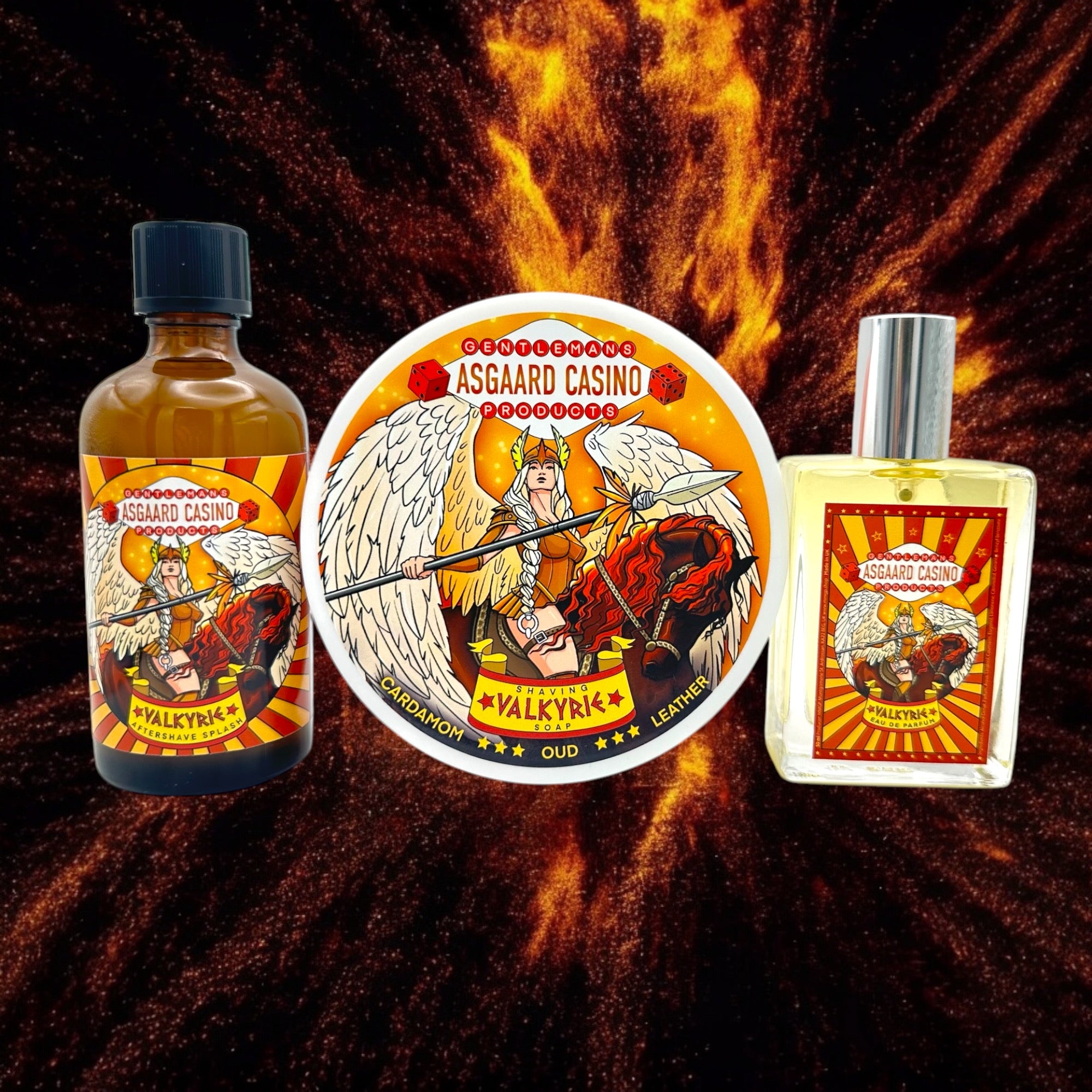 „Valkyrie“ (Asgaard Casino) Rasierseife, Aftershave Splash und Eau de Parfum