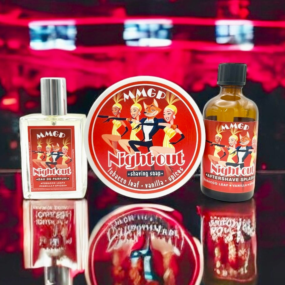 „Night Out“ (MMGP) Rasierseife, Aftershave Splash und Eau de Parfum