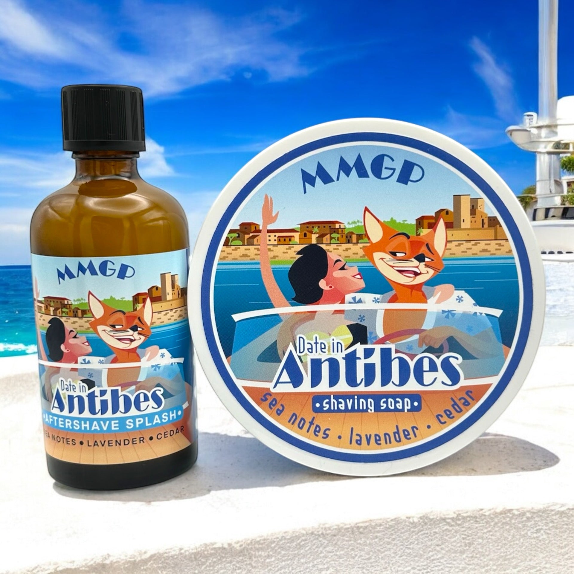 "Date in Antibes" (MMGP) Aftershave Splash und Rasierseife