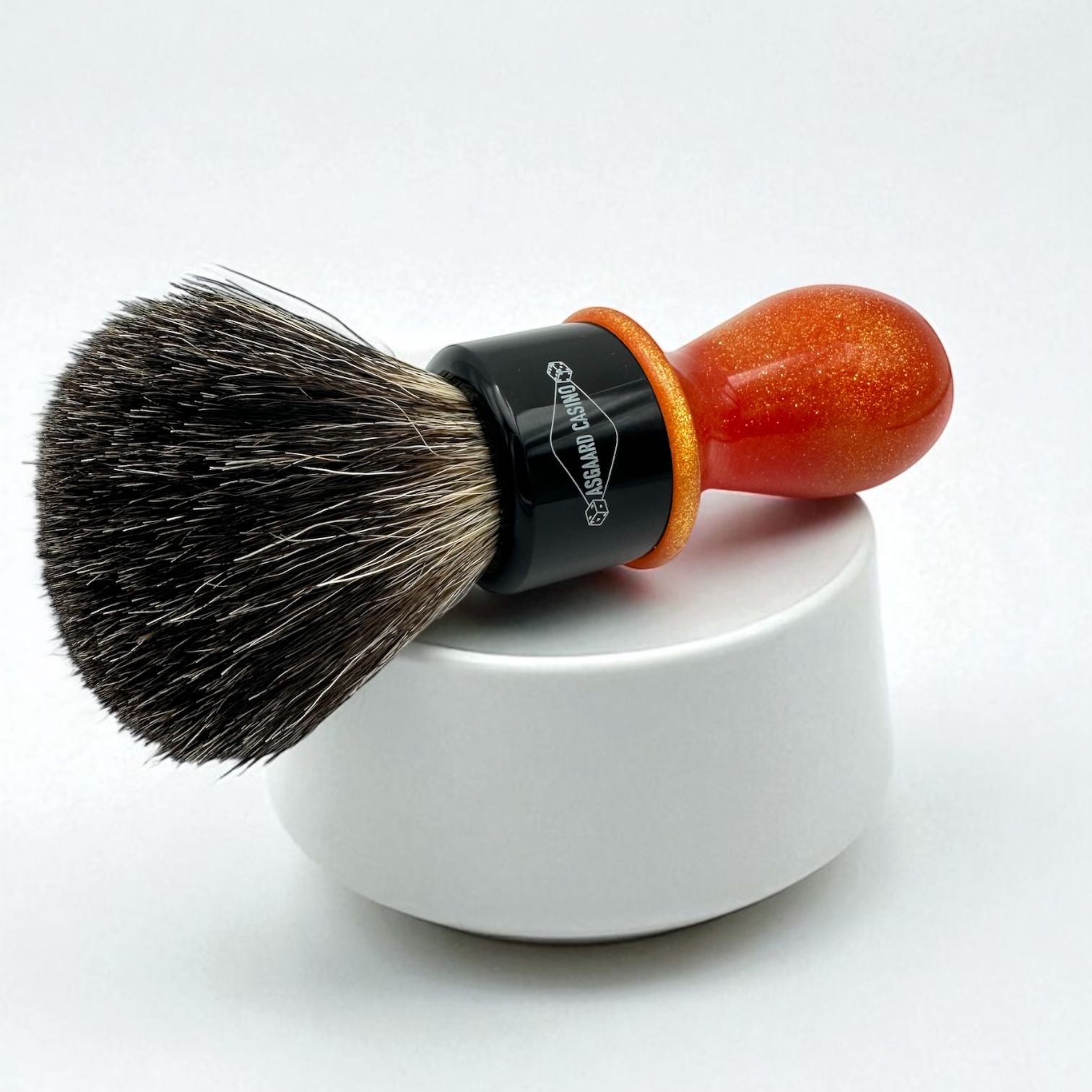 Asgaard Casino 24mm mixed badger and synthetic "Orange Explosion" experimental shaving brush