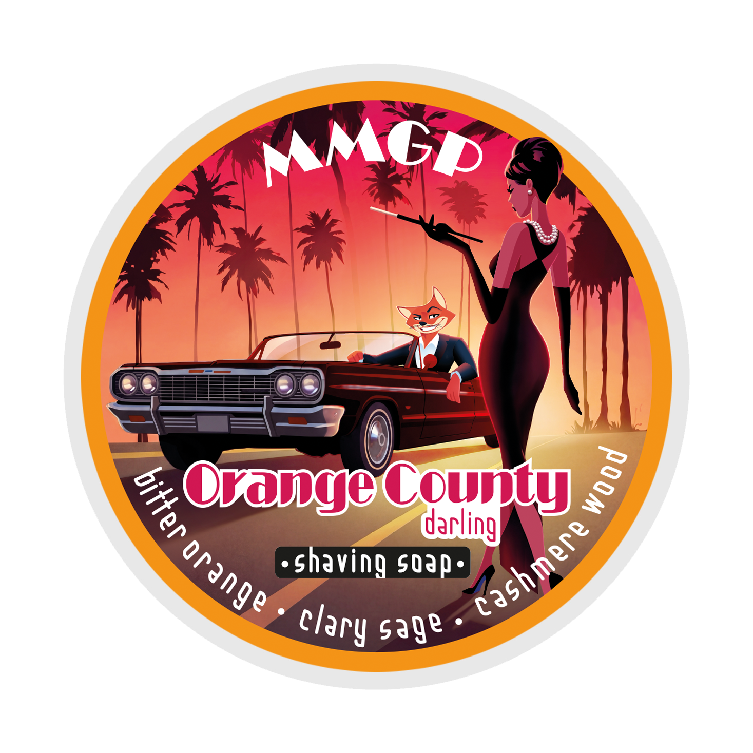 "Orange County Darling" (MMGP) TALLOW ARTISAN SHAVING SOAP - Made in UK - Bitter Orange, Clary Sage & Cashmere Wood - 7 Natural Butters - ALL NATURAL INGREDIENTS - 100g