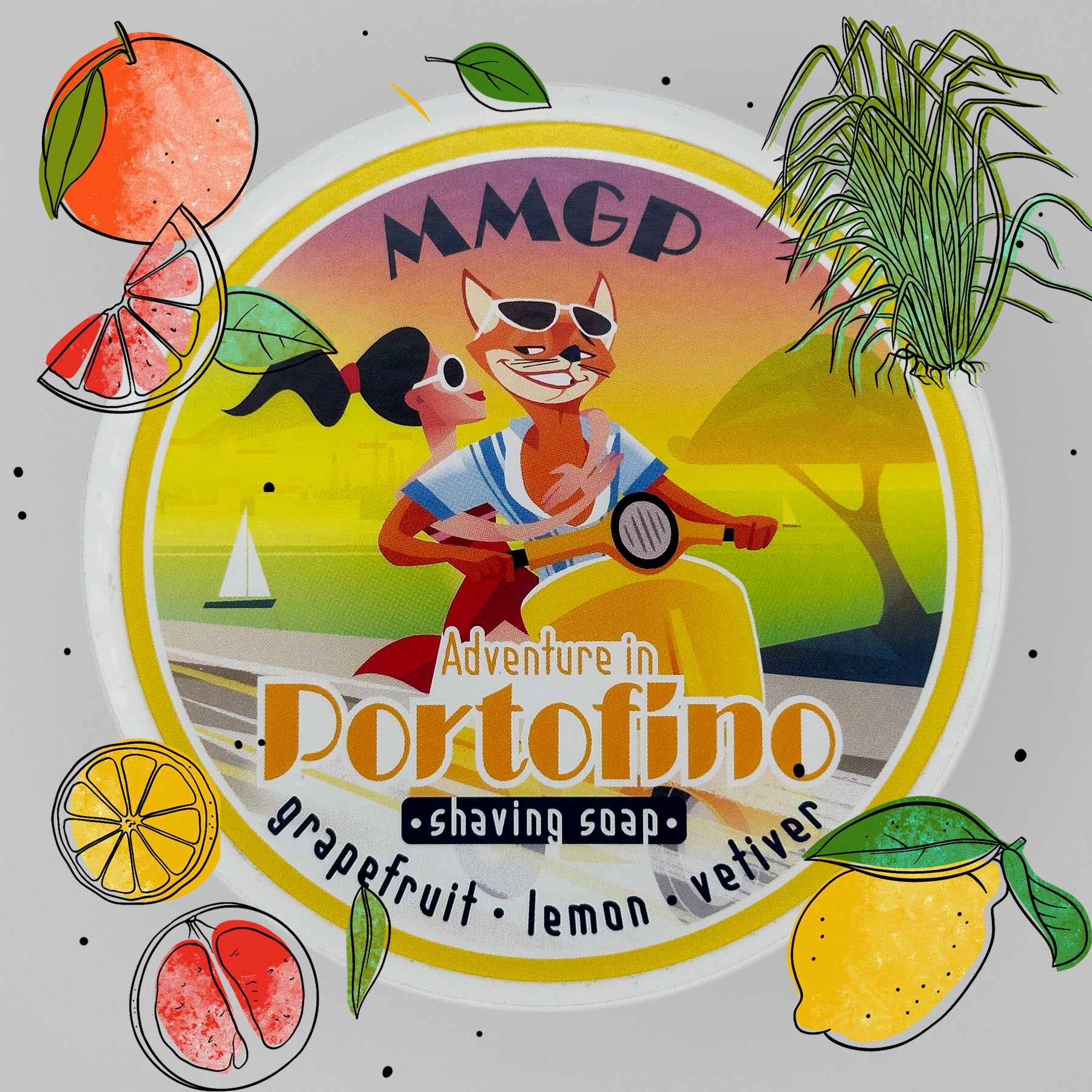 “Adventure in Portofino” (MMGP) artisan shaving soap (114g or 4 ounces).