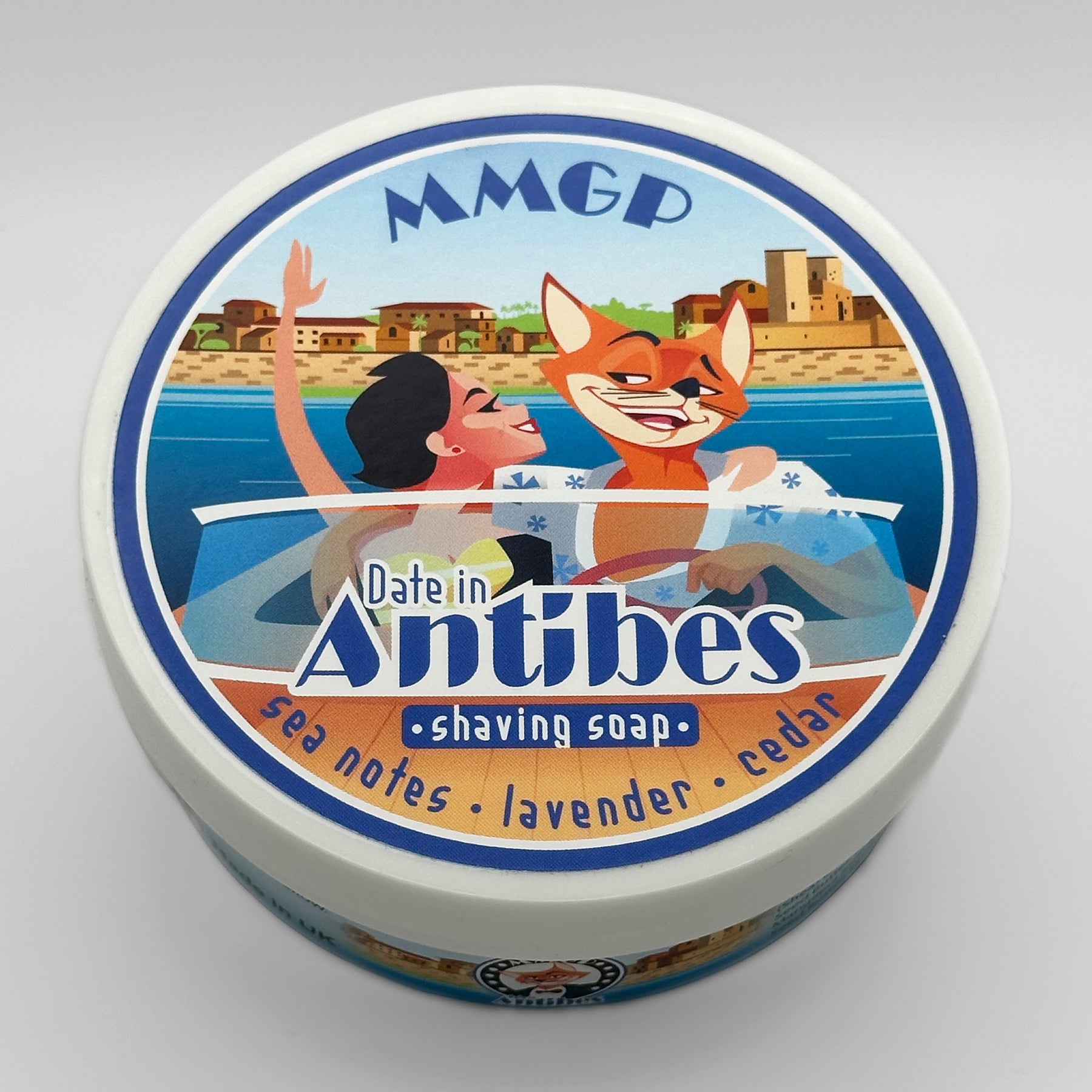 “Date in Antibes” (MMGP) 7 butters premium artisan shaving soap (114g or 4 ounces)