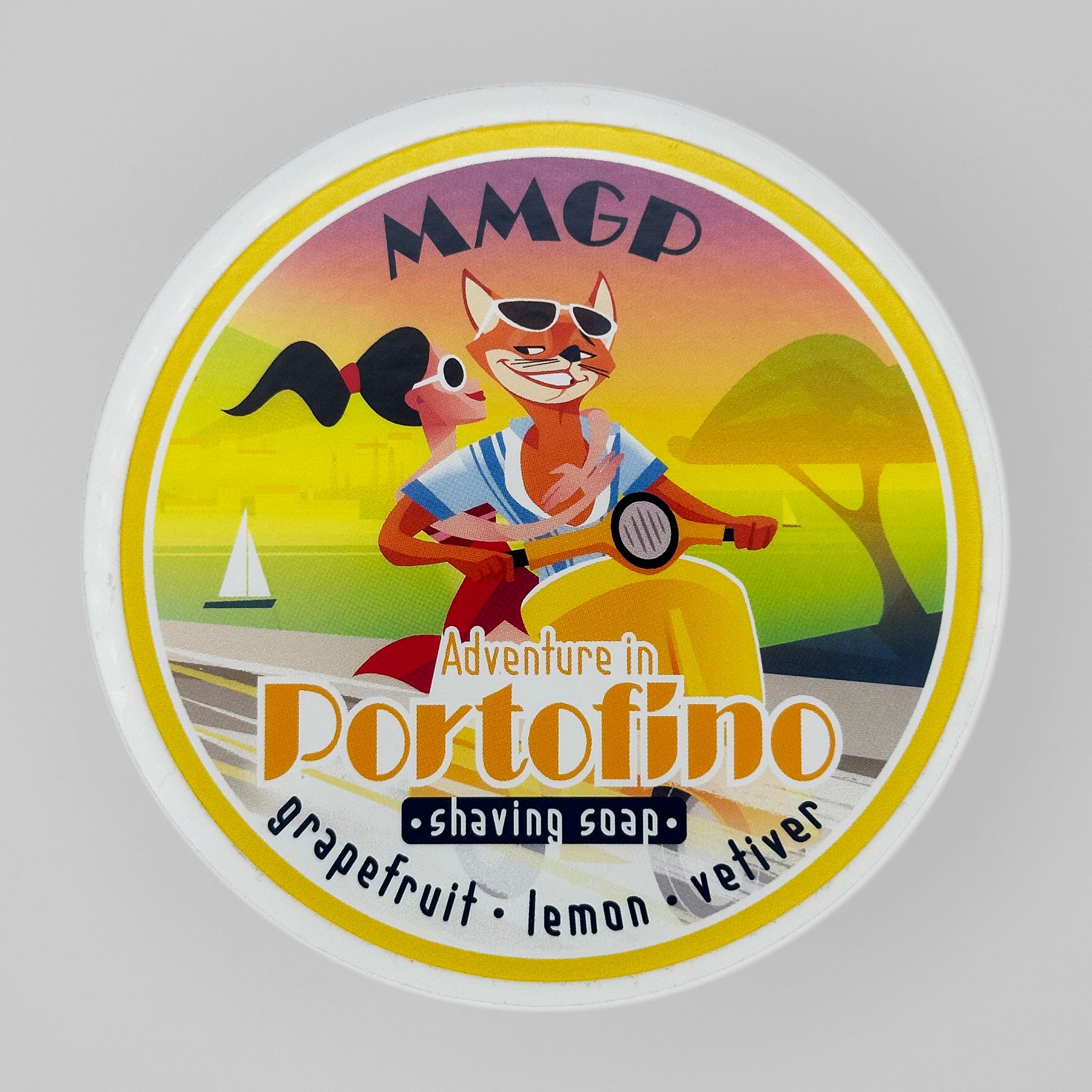 “Adventure in Portofino” (MMGP) artisan shaving soap (114g or 4 ounces).