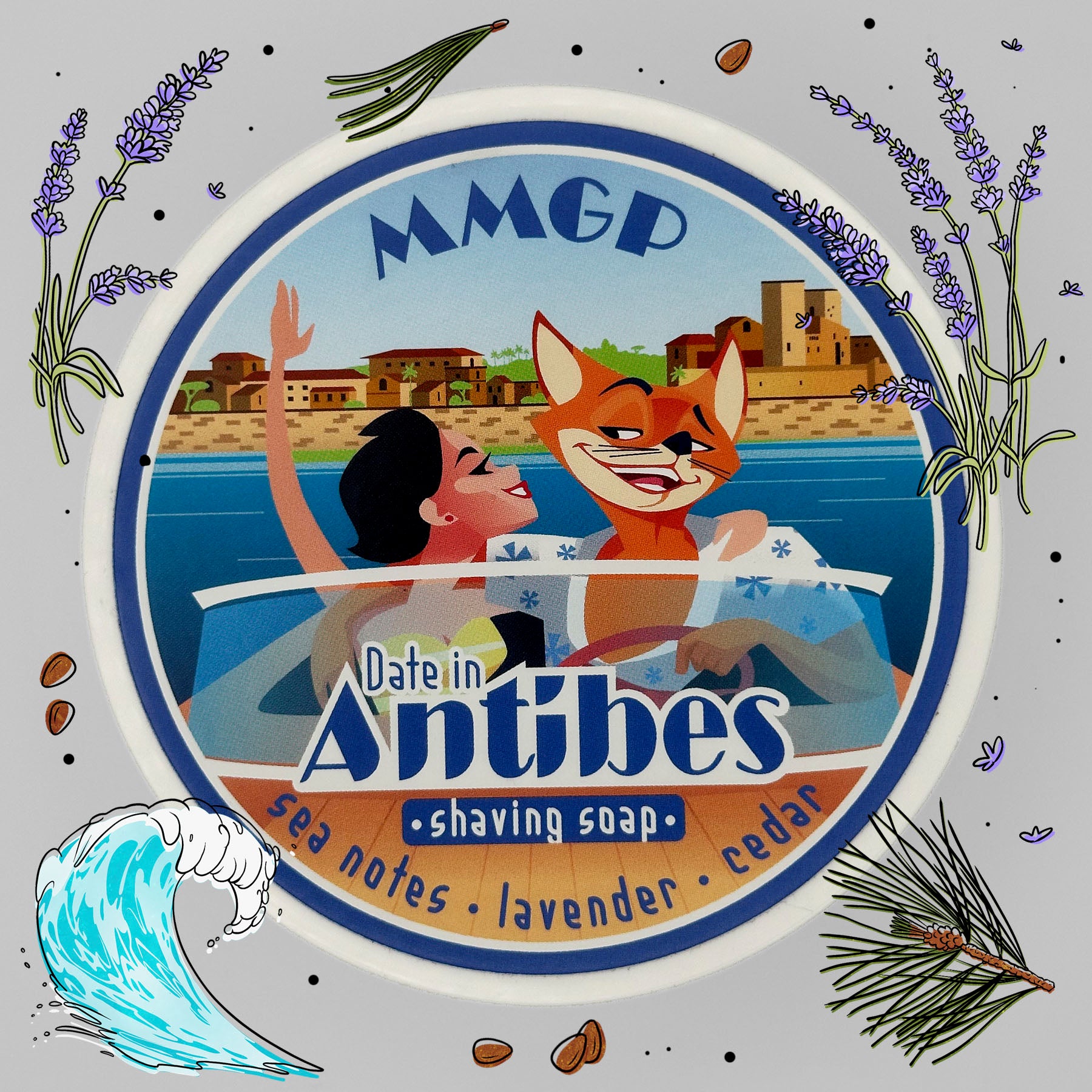 “Date in Antibes” (MMGP) 7 butters premium artisan shaving soap (114g or 4 ounces)