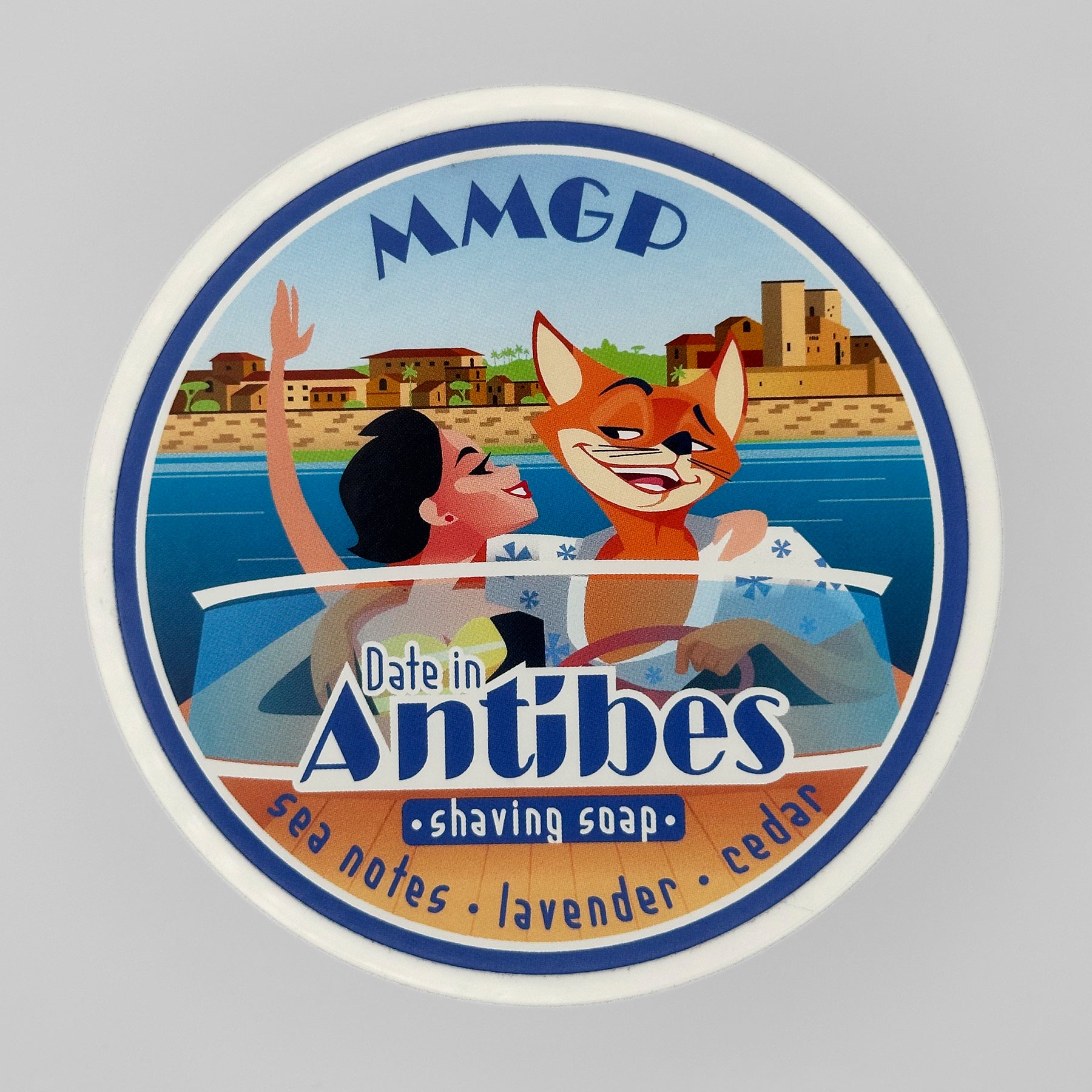 “Date in Antibes” (MMGP) 7 butters premium artisan shaving soap (114g or 4 ounces)