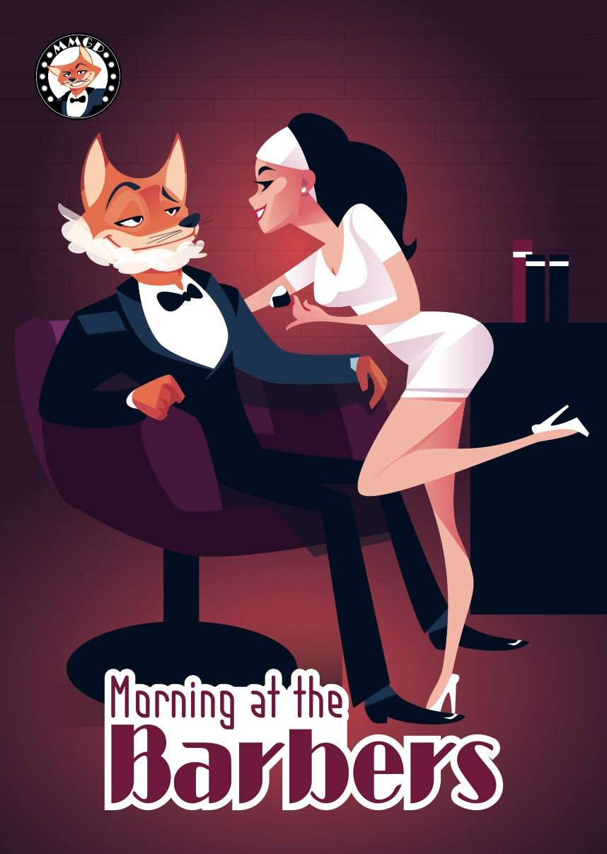 "Morning at the Barbers" (MMGP) poster A3 (42 cm x 30 cm)