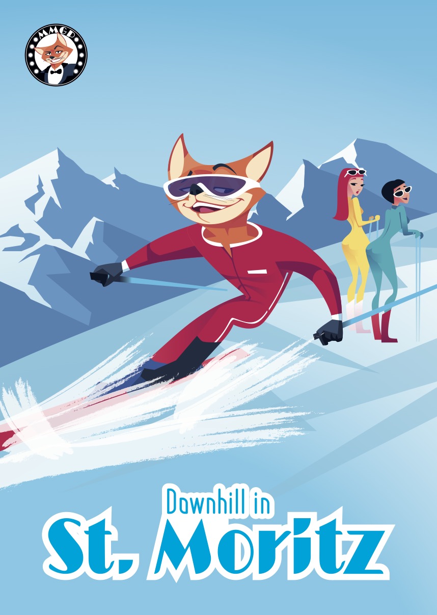 "Downhill in St. Moritz" (MMGP) poster A3 (42 cm x 30 cm)