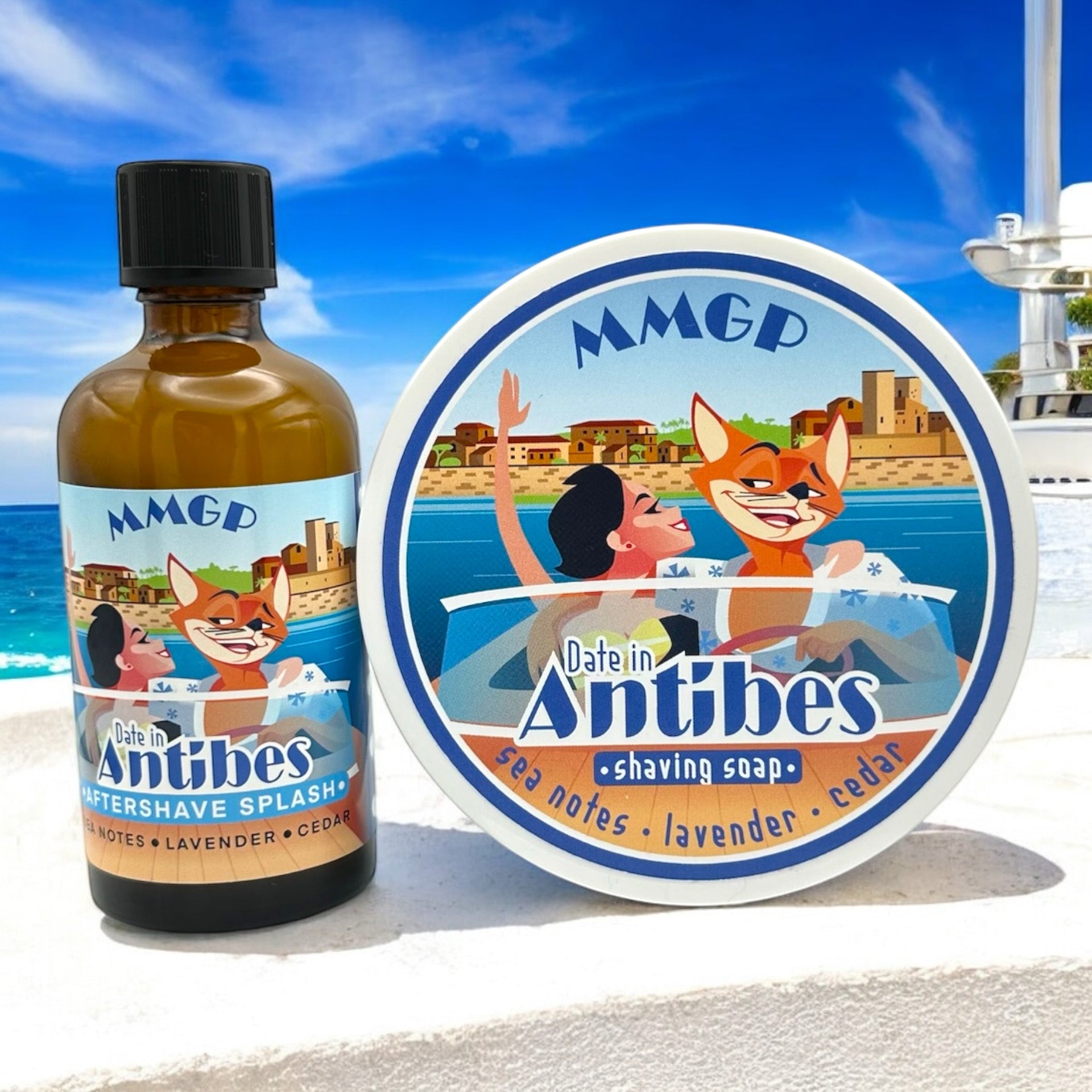 "Date in Antibes" (MMGP) Aftershave Splash and Shaving Soap