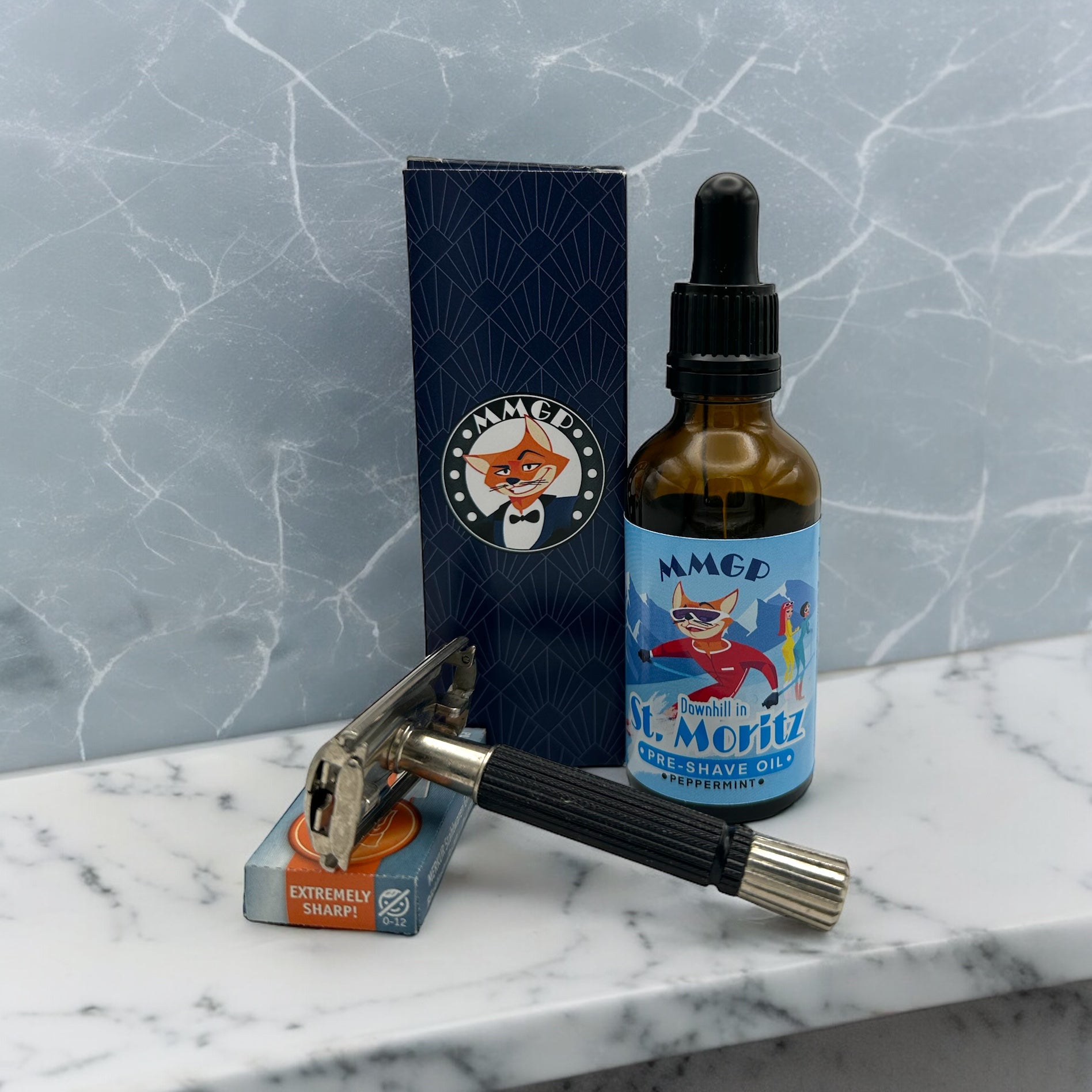 “Downhill in St Moritz” (MMGP) artisan premium pre-shave oil (50 ml)