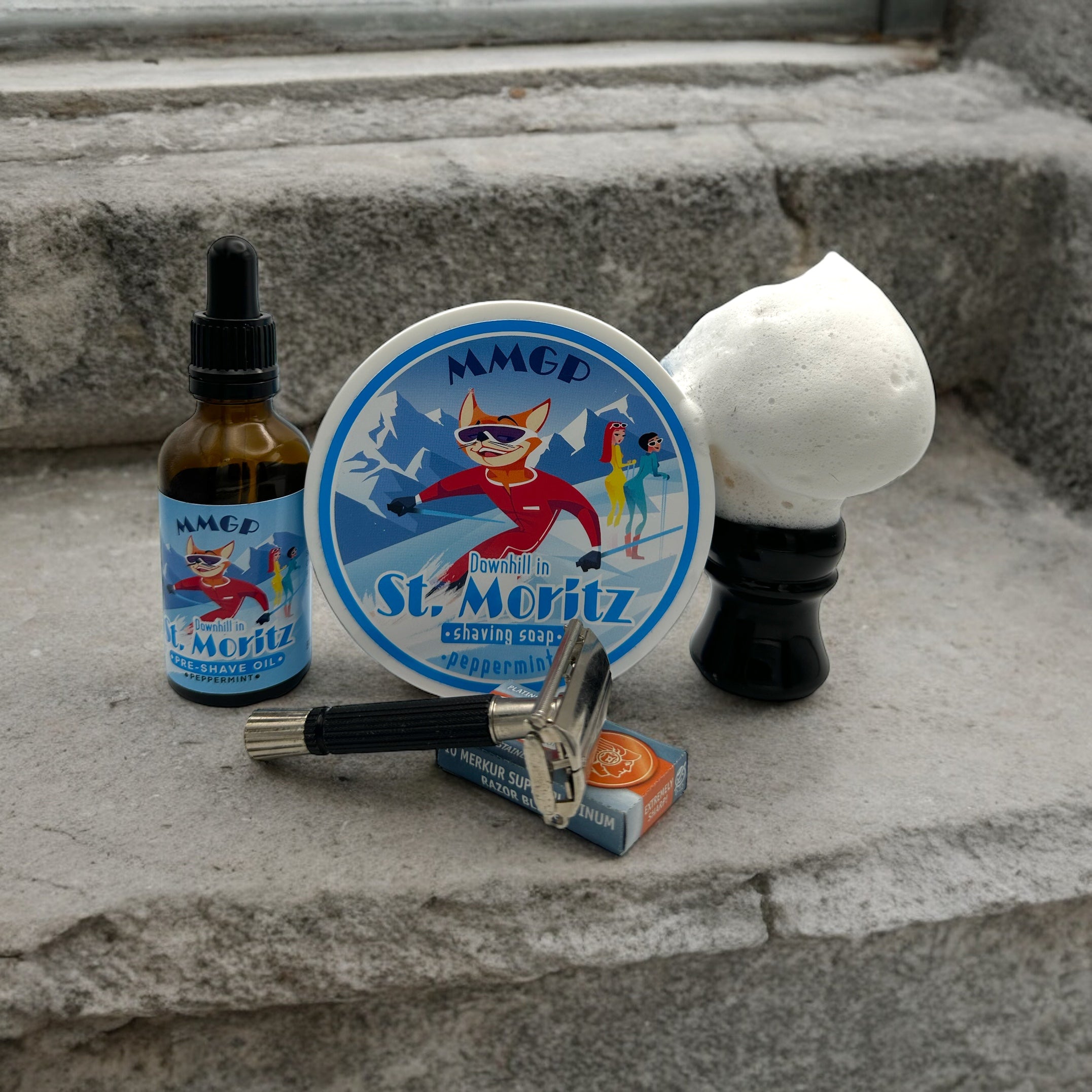 “Downhill in St Moritz” (MMGP) artisan premium pre-shave oil (50 ml)