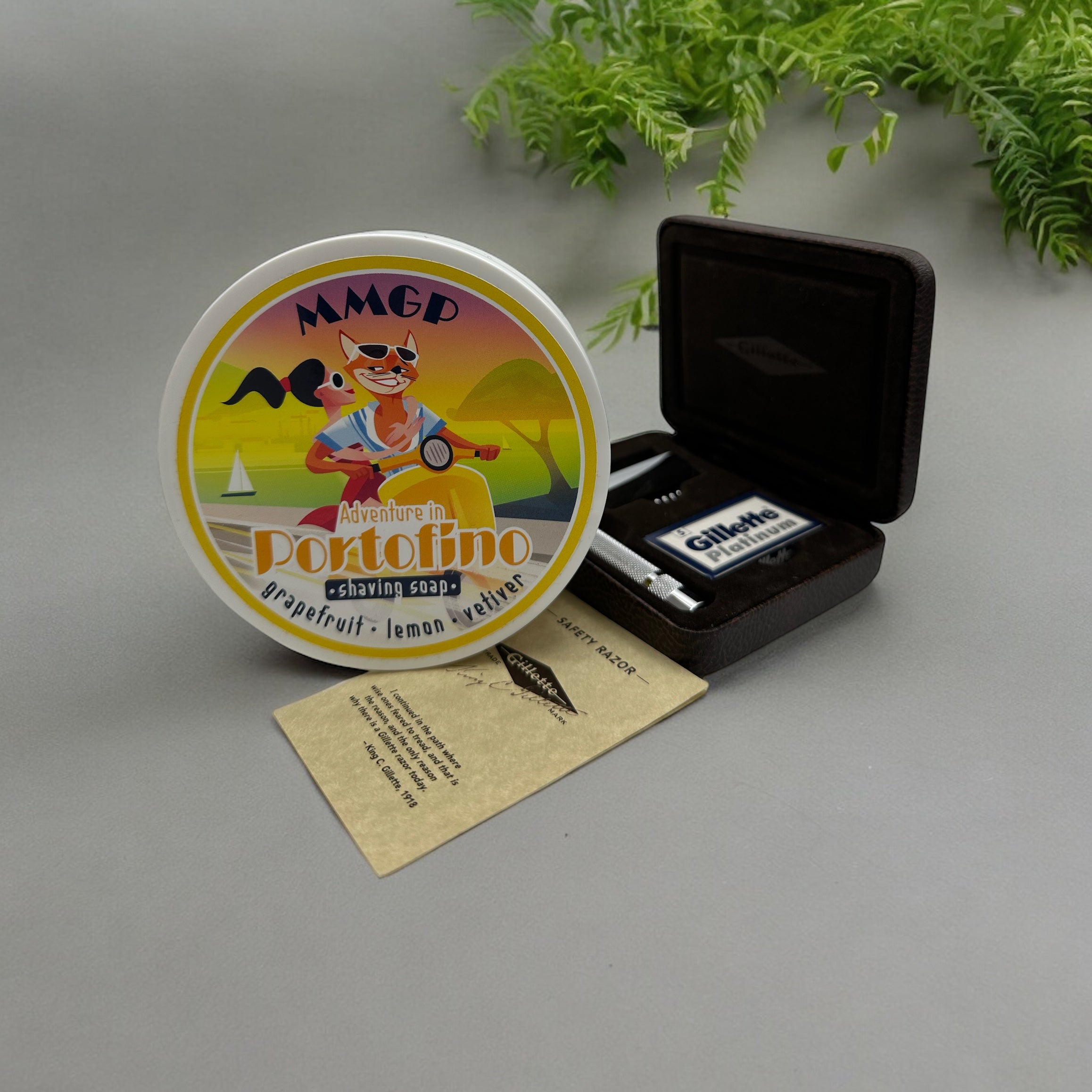 “Adventure in Portofino” (MMGP) artisan shaving soap (114g or 4 ounces).