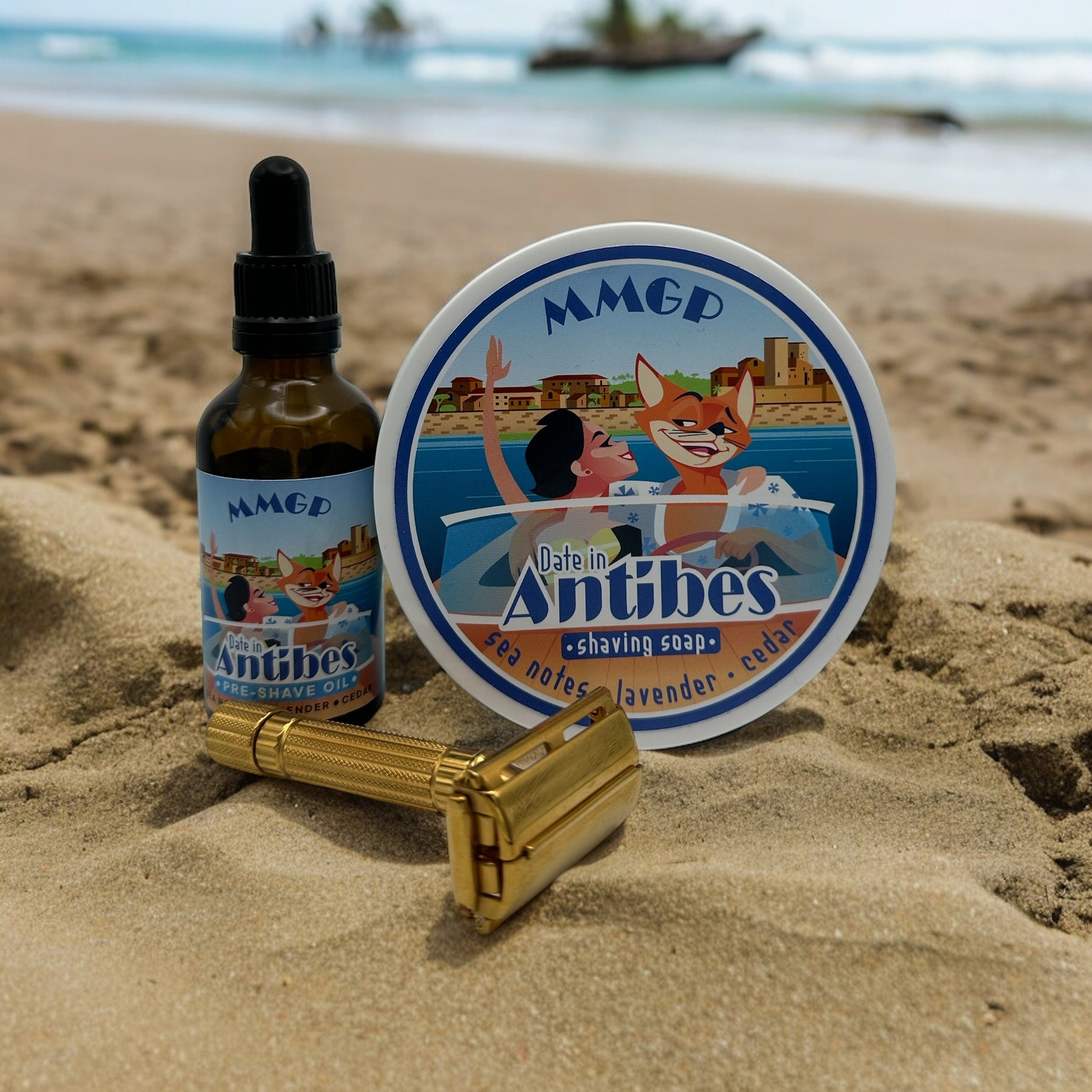 “Date in Antibes” (MMGP) 7 butters premium artisan shaving soap (114g or 4 ounces)