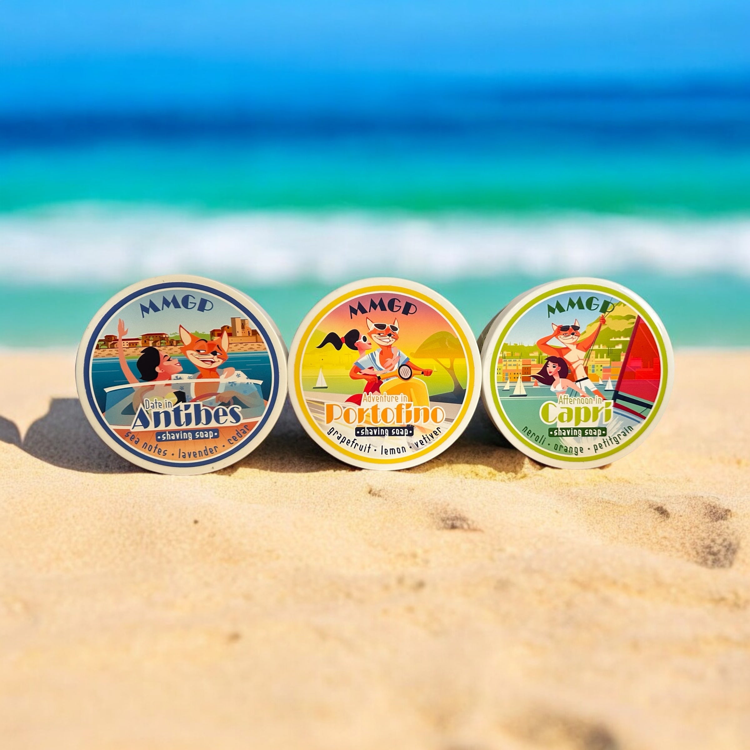 “Adventure in Portofino” (MMGP) artisan shaving soap (114g or 4 ounces).