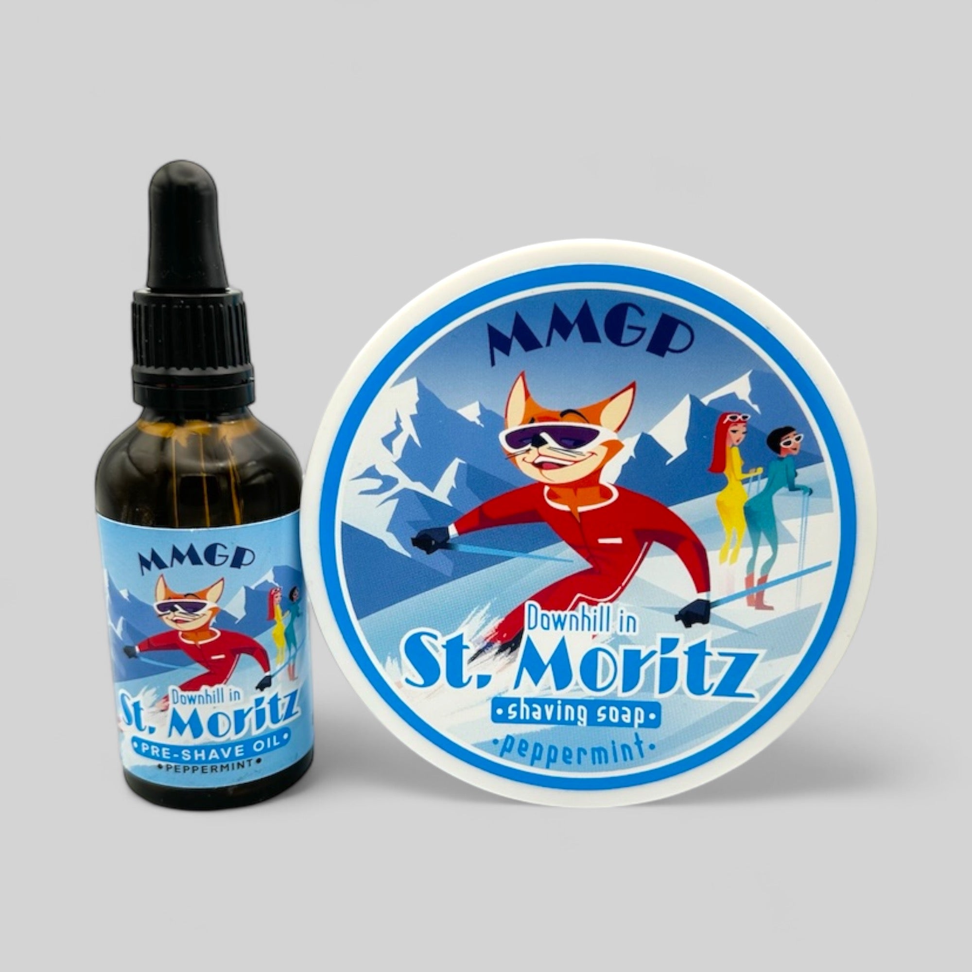 "Downhill in St. Moritz" Preshave Oil and Shaving Soap