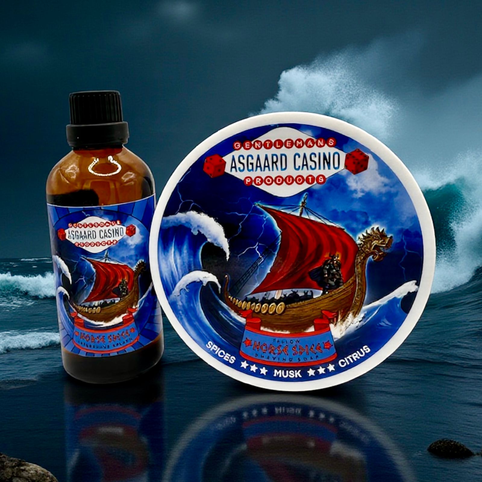 "Norse Spice" (Asgaard Casino) Shaving soap and Aftershave splash