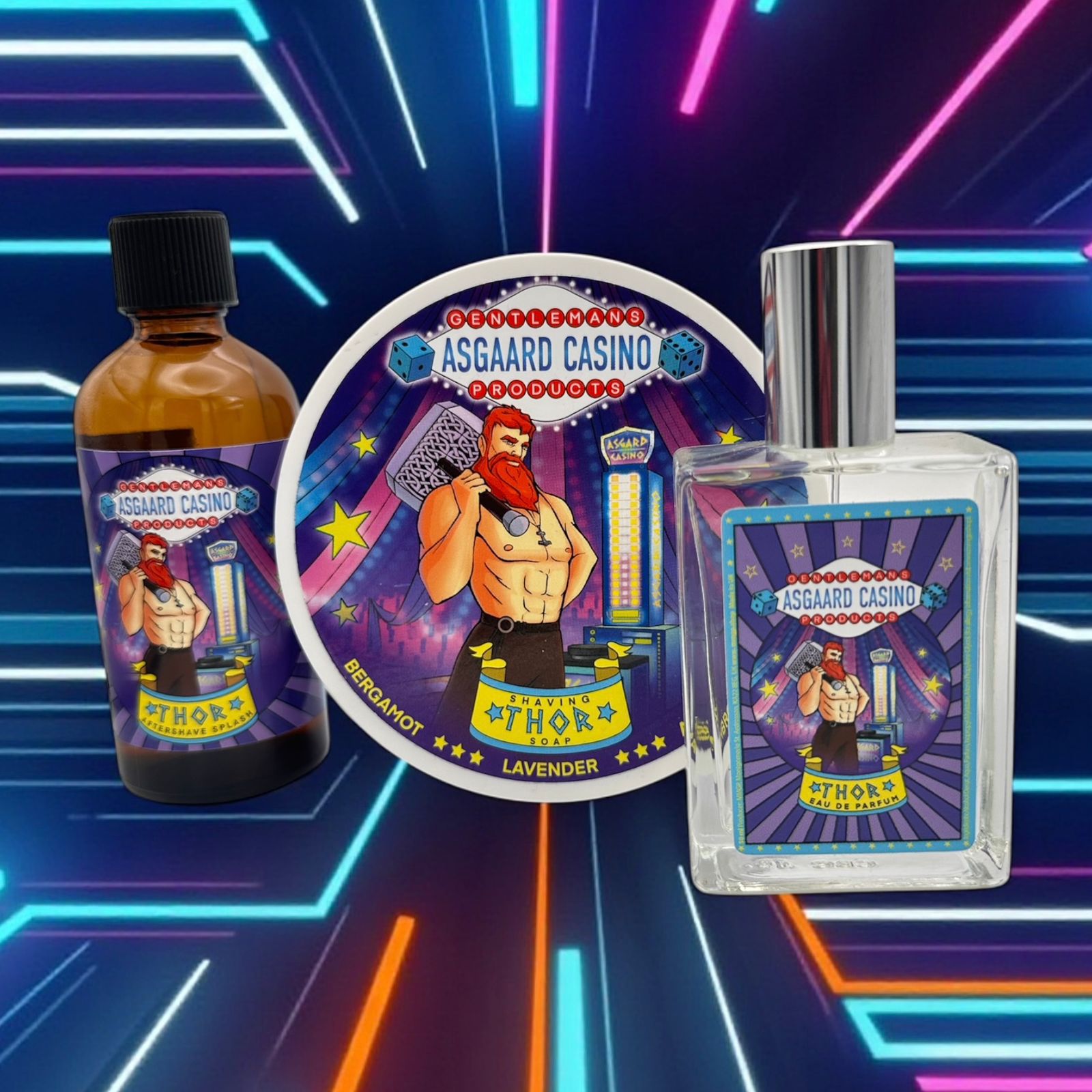 "Thor" (Asgaard Casino) Shaving soap, Aftershave splash and Eau de Parfum