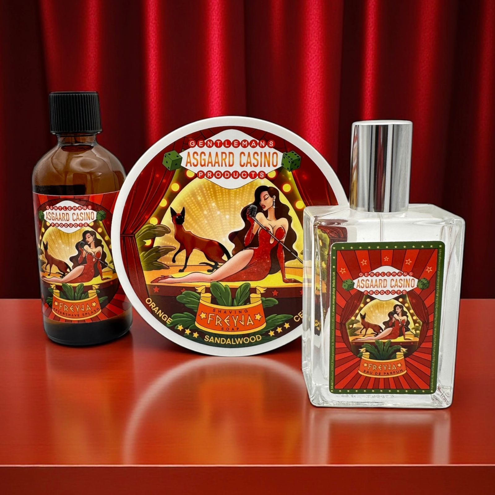 "Freyja" (Asgaard Casino) Shaving soap, Aftershave splash and Eau de Parfum