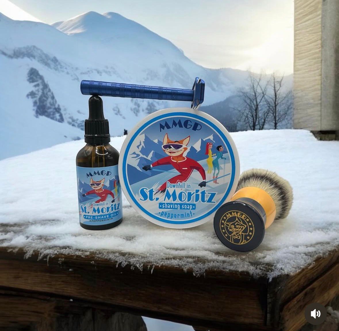 “Downhill in St Moritz”(MMGP) 7 butters premium artisan shaving soap (114g or 4 ounces)