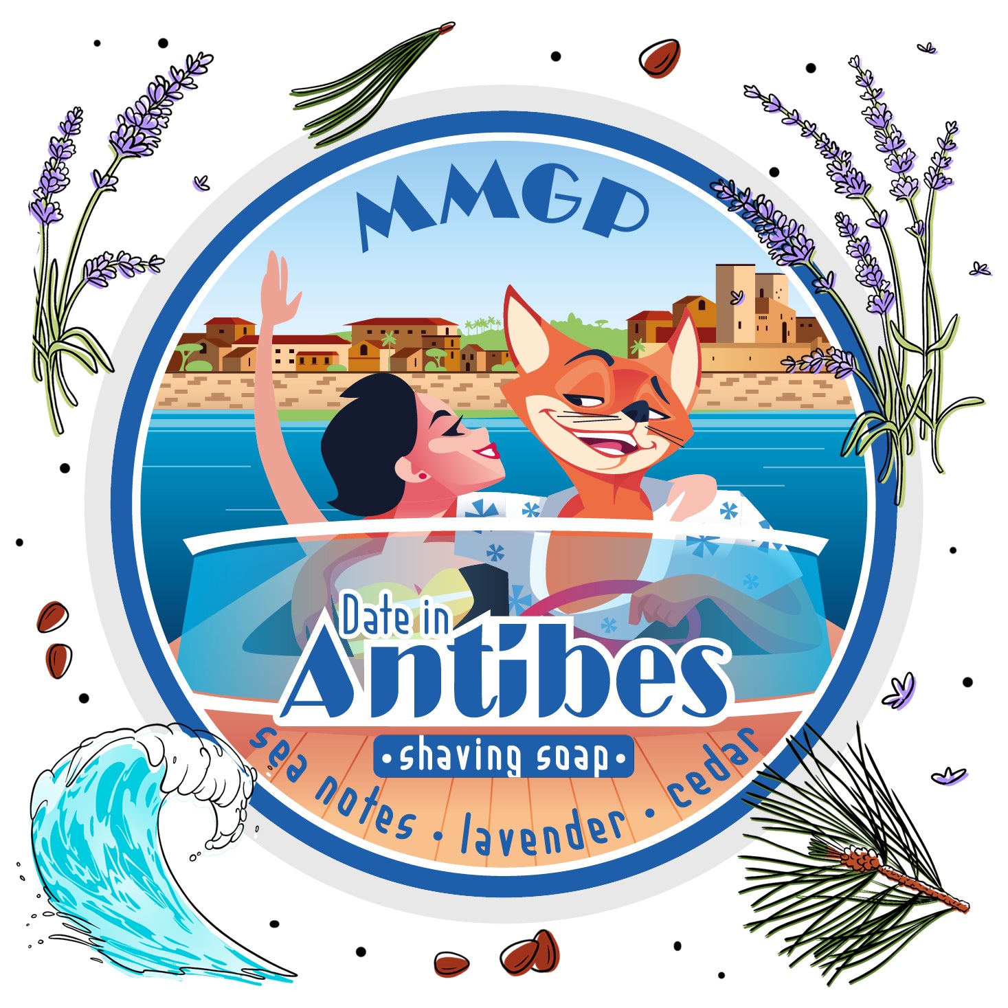 “Date in Antibes” (MMGP) 7 butters premium artisan shaving soap (114g or 4 ounces)