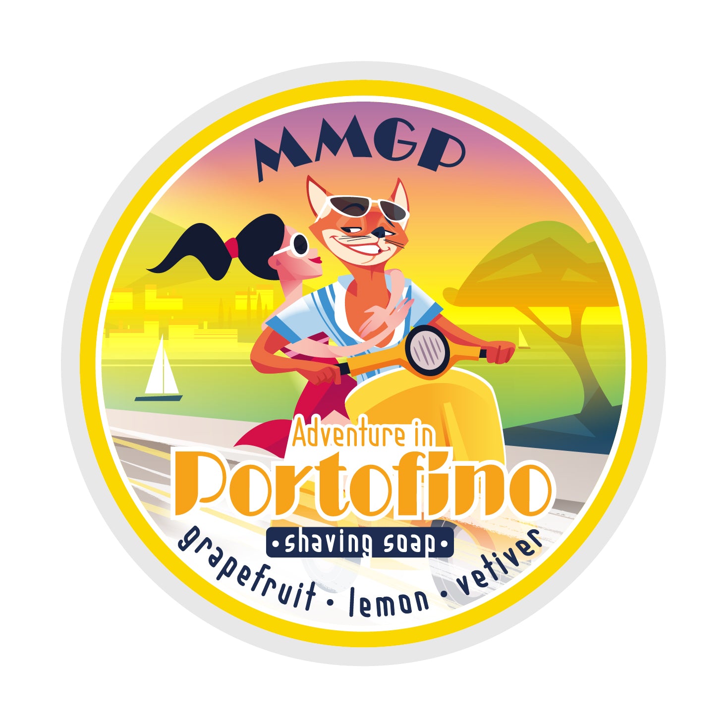 “Adventure in Portofino” (MMGP) artisan shaving soap (114g or 4 ounces).